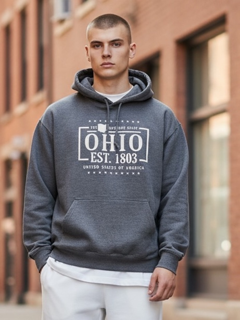 STATE OF OHIO Men’s XL Gray Hoodie Sweatshirt